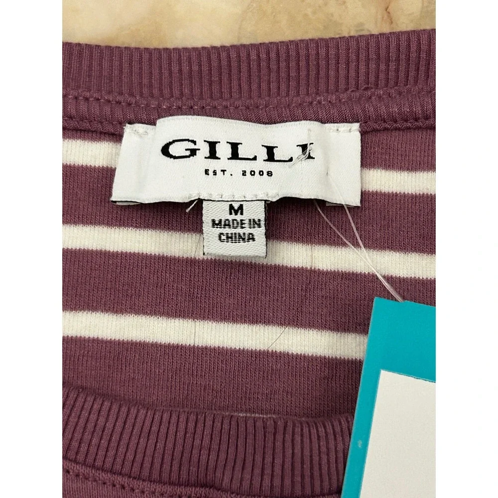 GILLI LOGAN FITTED T-SHIRT MAXI DRESS STRIPE PURPLE SIZE MEDIUM NWT